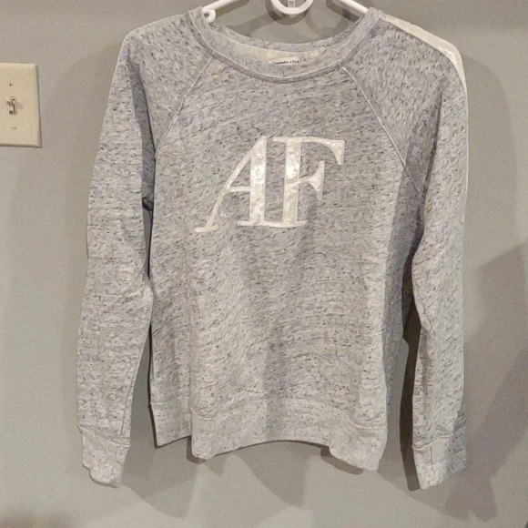 Abercrombie & Fitch women's large gray embroidered "AF" crewneck sweatshirt - Picture 1 of 4